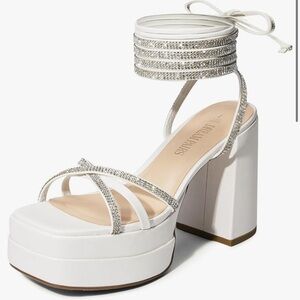 Dream Paris White Sparkle Platform Heels